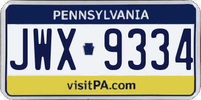 PA license plate JWX9334