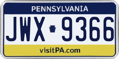 PA license plate JWX9366