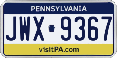 PA license plate JWX9367