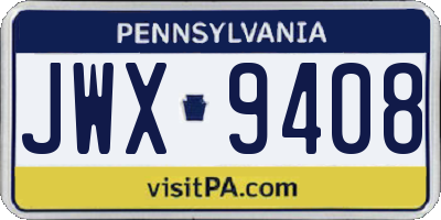 PA license plate JWX9408