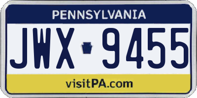 PA license plate JWX9455