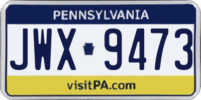PA license plate JWX9473