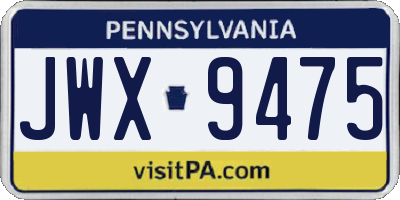 PA license plate JWX9475