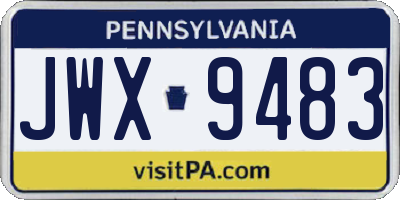 PA license plate JWX9483