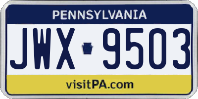 PA license plate JWX9503