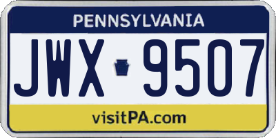 PA license plate JWX9507