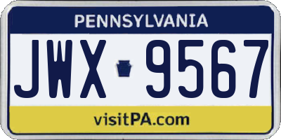 PA license plate JWX9567