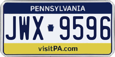 PA license plate JWX9596
