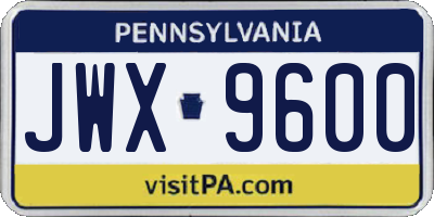 PA license plate JWX9600