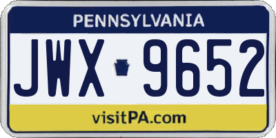 PA license plate JWX9652