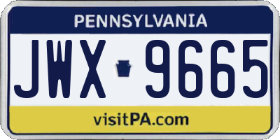PA license plate JWX9665