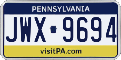 PA license plate JWX9694