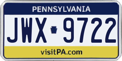 PA license plate JWX9722
