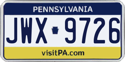 PA license plate JWX9726