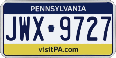 PA license plate JWX9727