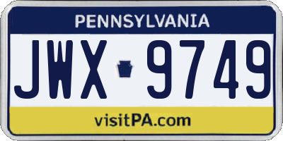 PA license plate JWX9749