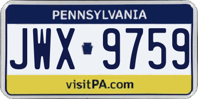 PA license plate JWX9759