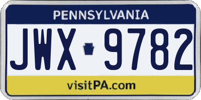 PA license plate JWX9782