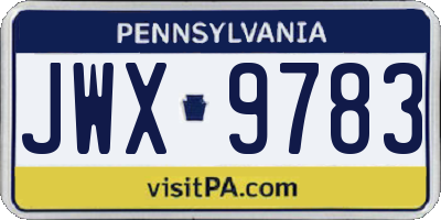 PA license plate JWX9783