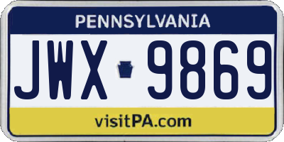 PA license plate JWX9869
