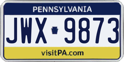 PA license plate JWX9873
