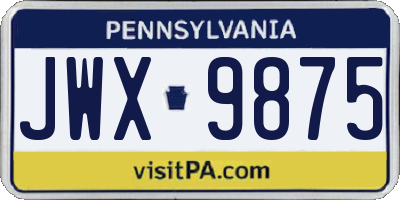 PA license plate JWX9875