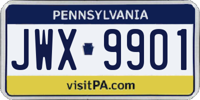 PA license plate JWX9901