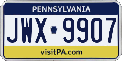 PA license plate JWX9907