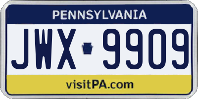 PA license plate JWX9909