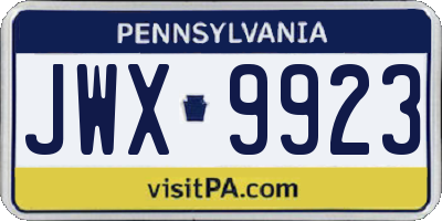 PA license plate JWX9923