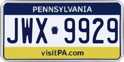 PA license plate JWX9929