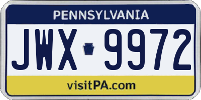 PA license plate JWX9972