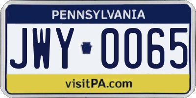 PA license plate JWY0065