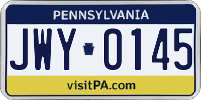 PA license plate JWY0145