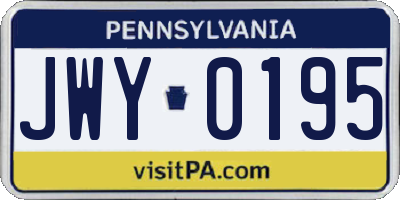 PA license plate JWY0195