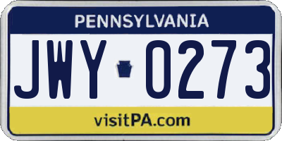 PA license plate JWY0273