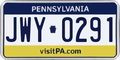 PA license plate JWY0291