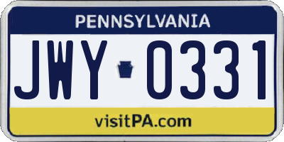 PA license plate JWY0331