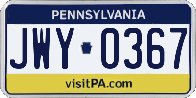 PA license plate JWY0367
