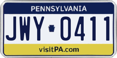 PA license plate JWY0411