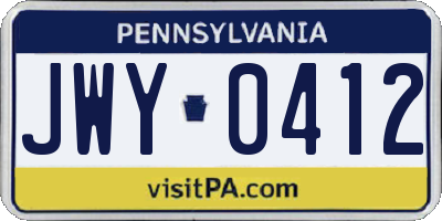 PA license plate JWY0412