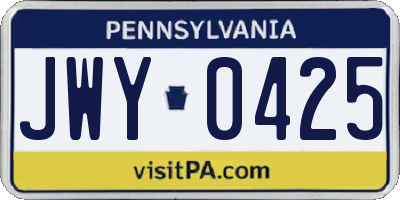 PA license plate JWY0425