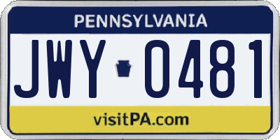 PA license plate JWY0481
