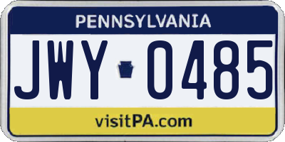 PA license plate JWY0485