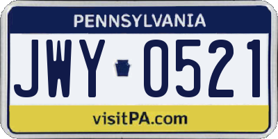 PA license plate JWY0521