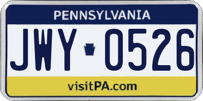 PA license plate JWY0526