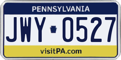 PA license plate JWY0527