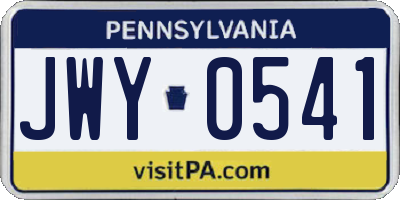 PA license plate JWY0541