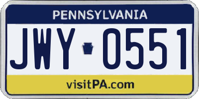 PA license plate JWY0551
