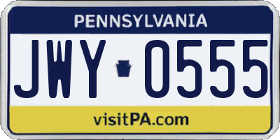PA license plate JWY0555
